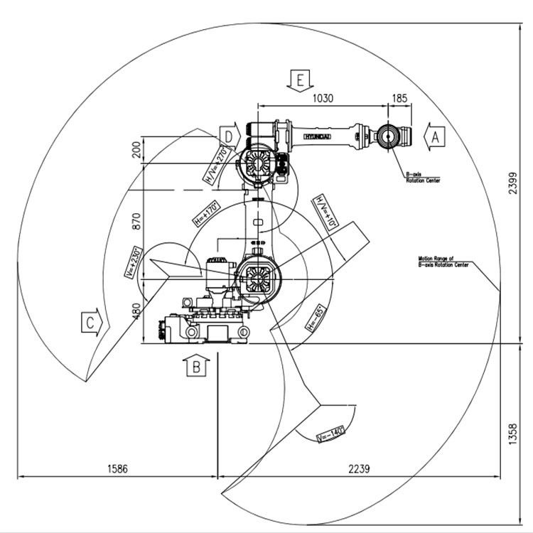 Robot Arm Milling Machine 6 Axis Payload 50kg Reach 2239mm HH050 With
