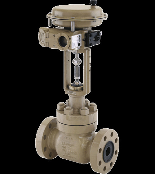 Samson Globe Valve with actuators to regulate flow rate