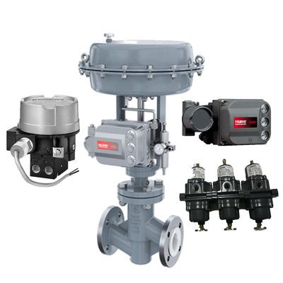 Electric Control Valve With Fisher DVC6200 Valve Positioner And Fairchild Explosion Proof Transducer TXI7800 Volume Boos