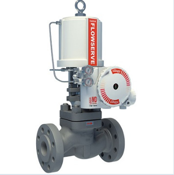 White And Red Pneumatic Control Valve With Flowserve Positioner UAS Logix 3200 MD