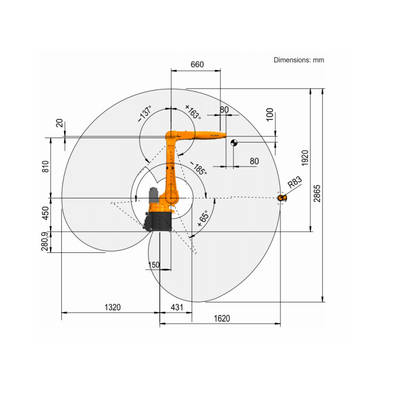 Kuka Industrial Robotic 6 Axis KR 8 R1620 With CNGBS Robot Guide Rail For Handling Automation