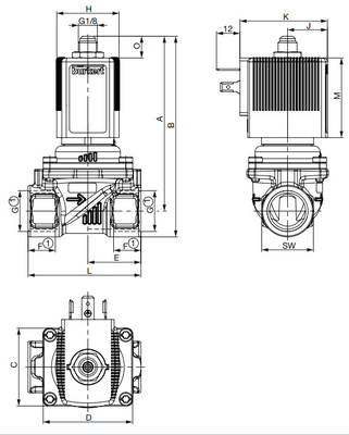 2/2 Running Burkert Brass Solenoid Valve 6281 With 24DVC High Temperature Resistant 2/2-Way Diaphragm