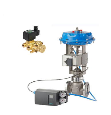 Pneumatic Control Valve With Masoneilan SVI3 Positioner And ASCO Brass SOLENOID VALVES Series 210 For Controling
