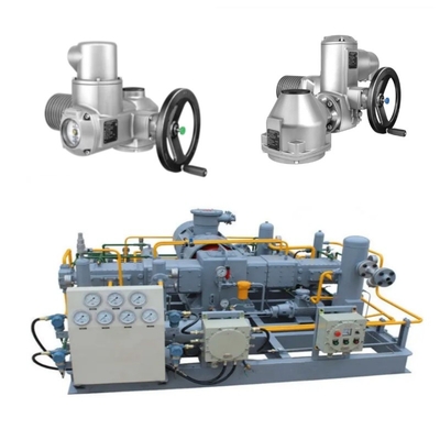 The Valve Switching Skid is equipped with an Auma SA electric actuator and a GK tooth energy box