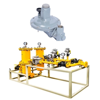 Natural Gas Valve Skid equipped with Emerson Fisher T205/T205M Series Regulators and WIKA Pressure Gauge