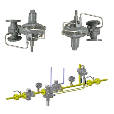 Pressure/Flow Control Skid Emerson Fisher 299H/299HV/299HR/299HVR pressure regulator and Wicka pressure gauge set