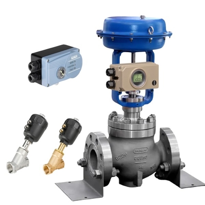 Light Yellow Samson Positioner 3730-3 and Burkert Valve and Positioner Control Ball Valve In Stock