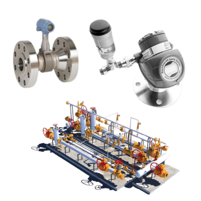 Flow Control Valve Skid Mounted with Rosemount 8800 Series Vortex Flowmeter and 5400 Non-Contacting Radar Level Transmitter