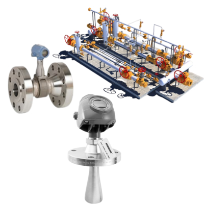 Flow Control Valve Skid Mounted with Rosemount 8800 Series Vortex Flowmeter and 5400 Non-Contacting Radar Level Transmitter