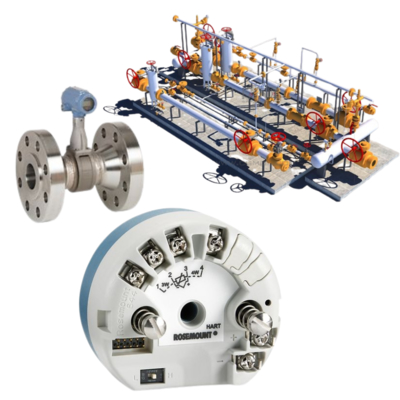 Valve switching device with Rosemount 8800 Vortex Flowmeter and 644 Temperature Transmitter sensor