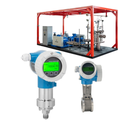 Flow control valve skid with Endress+Hauser Proline Prowirl F 200 vortex flowmeter and Cerabar PMC71 digital pressure transmitter