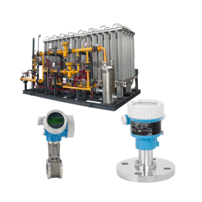 Pressure reducing and temperature station equipped with an Endress+Hauser ProlineProwirl D200 vortex flowmeter and a Cerabar PMC51B pressure transmitter