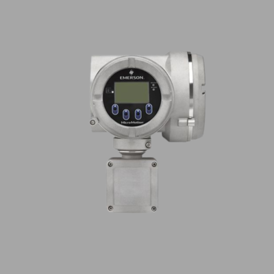 Natural gas valve skid equipped with a Micro Motion F100A Coriolis flowmeter and a 5700 field-installed transmitter.