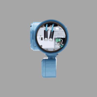 Natural gas valve skid equipped with a Micro Motion F100A Coriolis flowmeter and a 5700 field-installed transmitter.