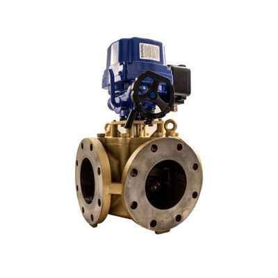 Amot Actuated Three Way Rotary Control Valve with up to 16 bar Pressure and 3,170 GPM Flow in Corrosion-resistant Materials