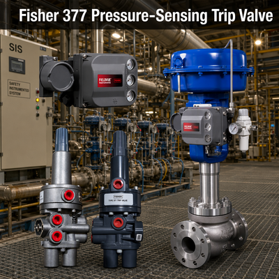 Fi-sher 377 Pressure-Sensing Trip Valve Pneumatic Emergency Shutdown Fail Safe Control Valve Trip Valve