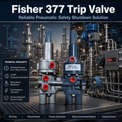 Fi-sher 377 Pneumatic Pressure Trip Valve Control Valve Safety Device Valve Trip Valve