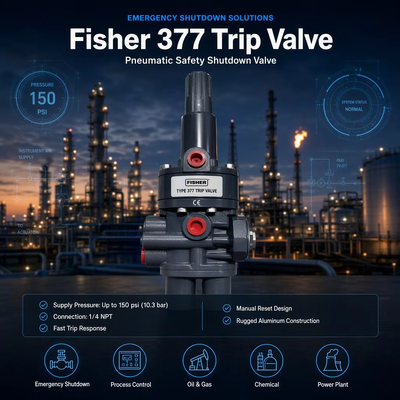 Fi-sher 377 Pneumatic Pressure Trip Valve Control Valve Safety Device Valve Trip Valve