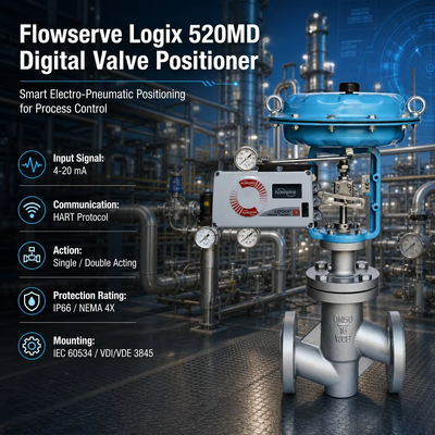 Flowserve Logix 520md 520MD+47-W1D201-GM3-0000 Digital HART 4-20mA Valve Positioner Pneumatic Actuator Control Valve