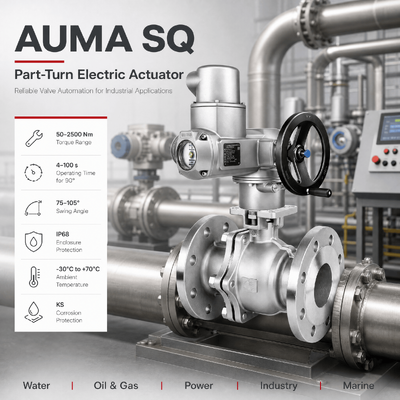 AUMA SQ Electric Rotary Actuator Part Turn Valve Actuator Ball Valve Automation Industrial Electric Actuator