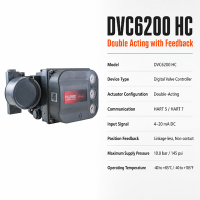 DVC6200 HC Digital Valve Controller Double Acting Valve Positioner with Feedback