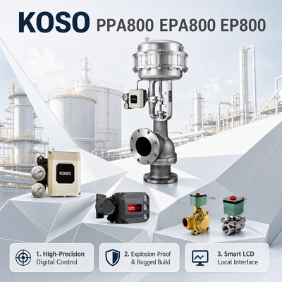 KOSO OEM Electro Pneumatic Smart Valve Positioner PPA800 EPA800 EP800 4 20mA IP66 Oil Gas Single Double Acting