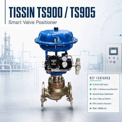 Tissin TS900 TS905 Smart Valve Positioner Digital Valve Controller with 4-20mA DC Input Signal Ex db IIC T5/T6 Explosion Proof and IP66 Protection