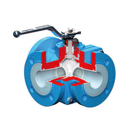 Three Way Pneumatic Control Valve Lined Ball Valve AMP3 Model High Efficiency