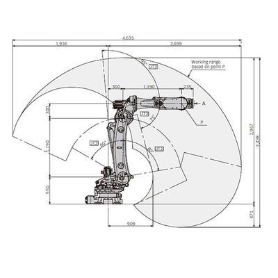 Floor Mounting Payload 210kg Welding 6 Axis Robot Arm