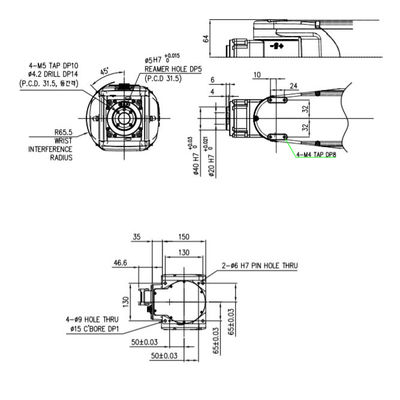 6 Axis Payload 4Kg Reach 58mm HH4 High Accuracy Assembly Handling Packing Industrial Robot Arm