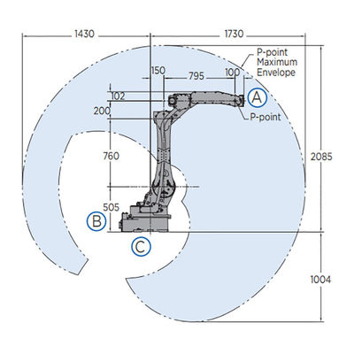 GP25 6 Axis Robot Arm For Material Handing Payload 25kg Reach 1730mm Fast And Accurate Material Handing Robot