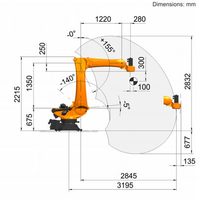KR 120 R3200 PA 5 Axis Payload 120kg Reach 3195mm Palletizing Robot