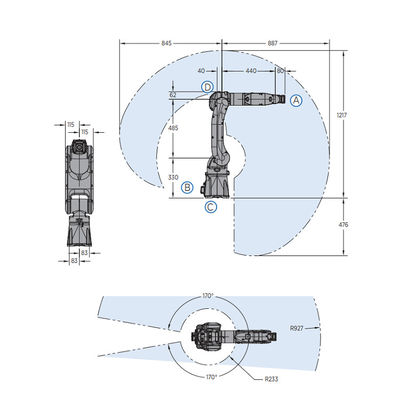 6 Aixs Robot With 7KG Payload And YRC 1000 Controller For ARC Welding Of AR 900 Industrial Robot