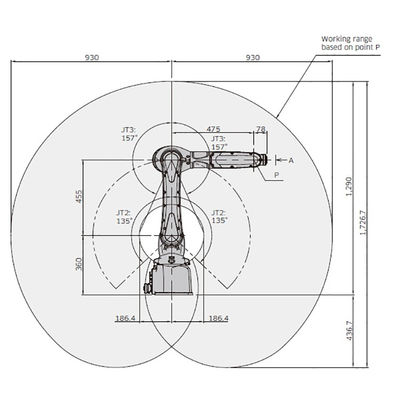 RS007L Payload 7kg Reach 930mm 6 Axis Compact Design 6 Axis Industrial Robot Arm