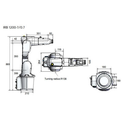 IRB1200 Automatic Industrial Robot With 7KG Payload Robot Arm For Polish Machine And Material Handling Equipment Parts