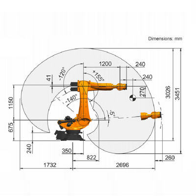 6 Axis Industrial Robotic Arm Industrial Robot With Rated Payload Of 210 Kg Kuka Industrial Robot