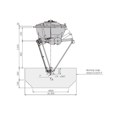 Robotic Arm Assembly YF003N Payload 3kg For Assembly Robot 4 Axis Delta Robot
