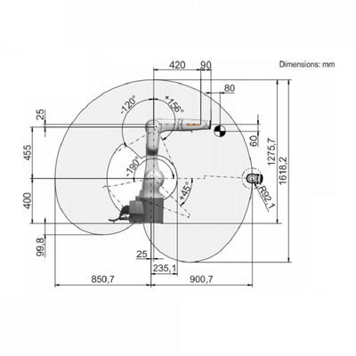 Industrial Robot KR6 R900 Arm 6 Axis Rated Payload Of 3 Kg Welding Machine