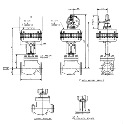 KOSO Control Valve 510T Top Guided Single Seated Globe Valves With 5200LA Diaphragm Type Actuator Pneumatic Valve