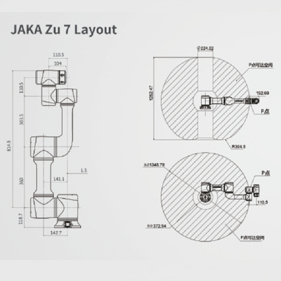 Jaka Cobot Zu7  6 axis collaborative robot with controller and teach penden for welding cobot