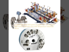 A natural gas valve skid system equipped with a Rosemount 8800 Vortex Flowmeter and a 644 Temperature Transmitter sensor.