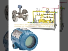 Valve switching device with Rosemount 8800 Flange Vortex Flowmeter and 3144P Temperature Transmitter sensor