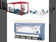 Rosemount 848T temperature transmitter and 214 RTD temperature sensor with flow control valve assembly